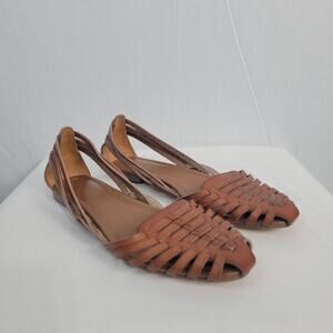 J.Crew Huaraches Flats women's size 6 brown faux leather boho casual hippie